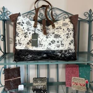 Myra Bag Floral Black and White Travel Tote